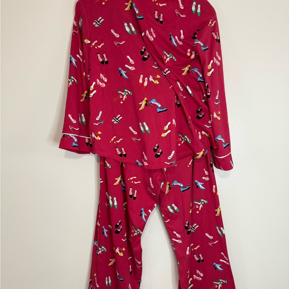 Kate Spade Pink Shoe-Print Pajama Set in size medium - Picture 7 of 14